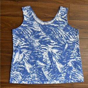 Chico's Blue and White Sleeveless Scoop Neck Tank Top